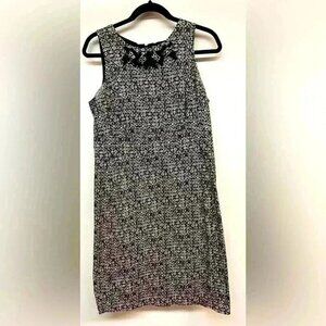 Jones New York Sleeveless Professional/Office Dress - Black and Cream Pattern